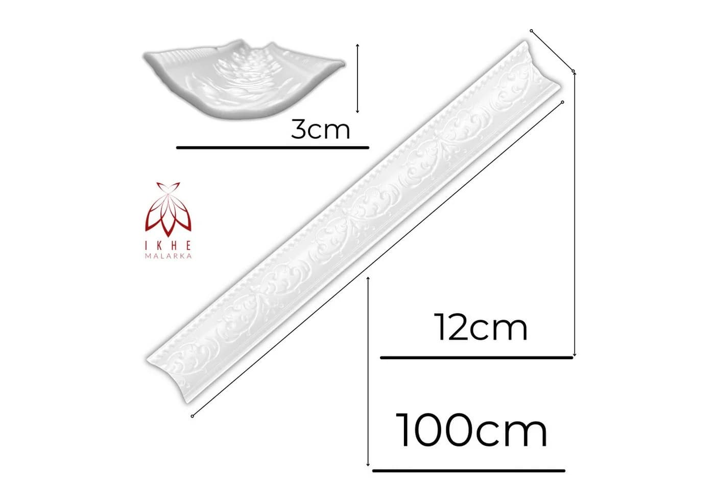 IKHEMalarka Deckenleiste Stuckleisten aus XPS Polystyrol – weiße Zierleisten 1 Meter - Bild 3