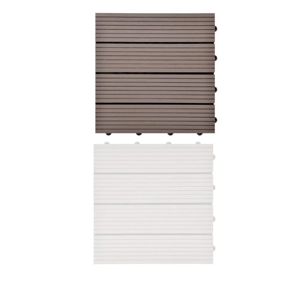 euroharry WPC-Fliesen 30x30 cm Klickfliese Terrassenfliese Braun