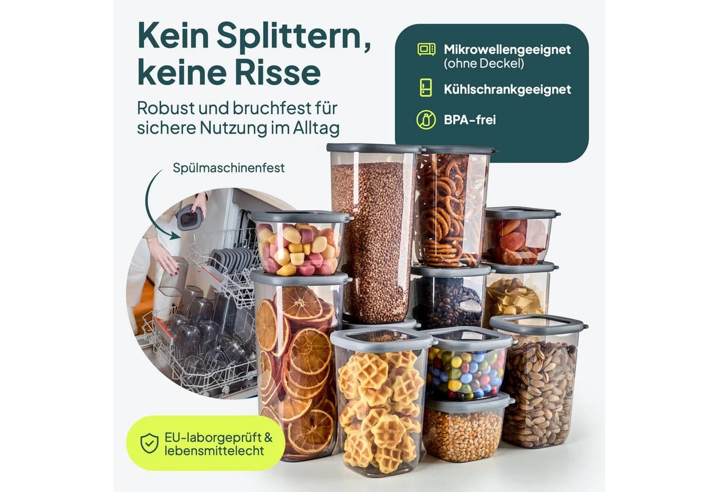 uandu home Vorratsdosen Set Luftdicht BPA-Frei Transparent Weiß - Bild 4