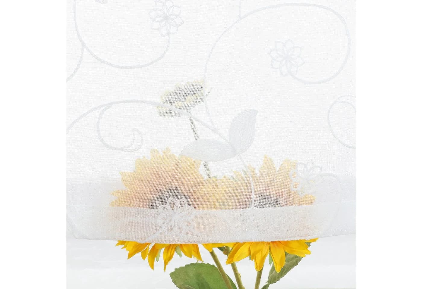 Delien Scheibengardine Ina Stangendurchzug Landhaus Blumenstickerei - Bild 5