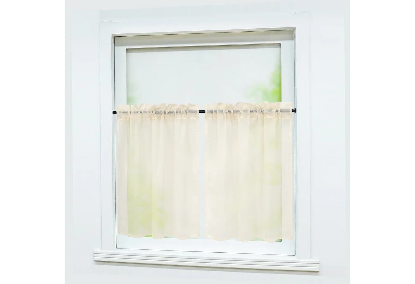 Joyswahl Scheibengardine 2 St. Transparent Voile Kurzstores Beige