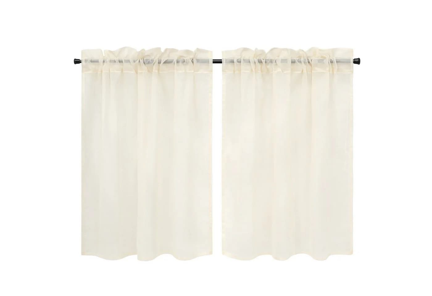 Joyswahl Scheibengardine 2 St. Transparent Voile Kurzstores Beige - Bild 2