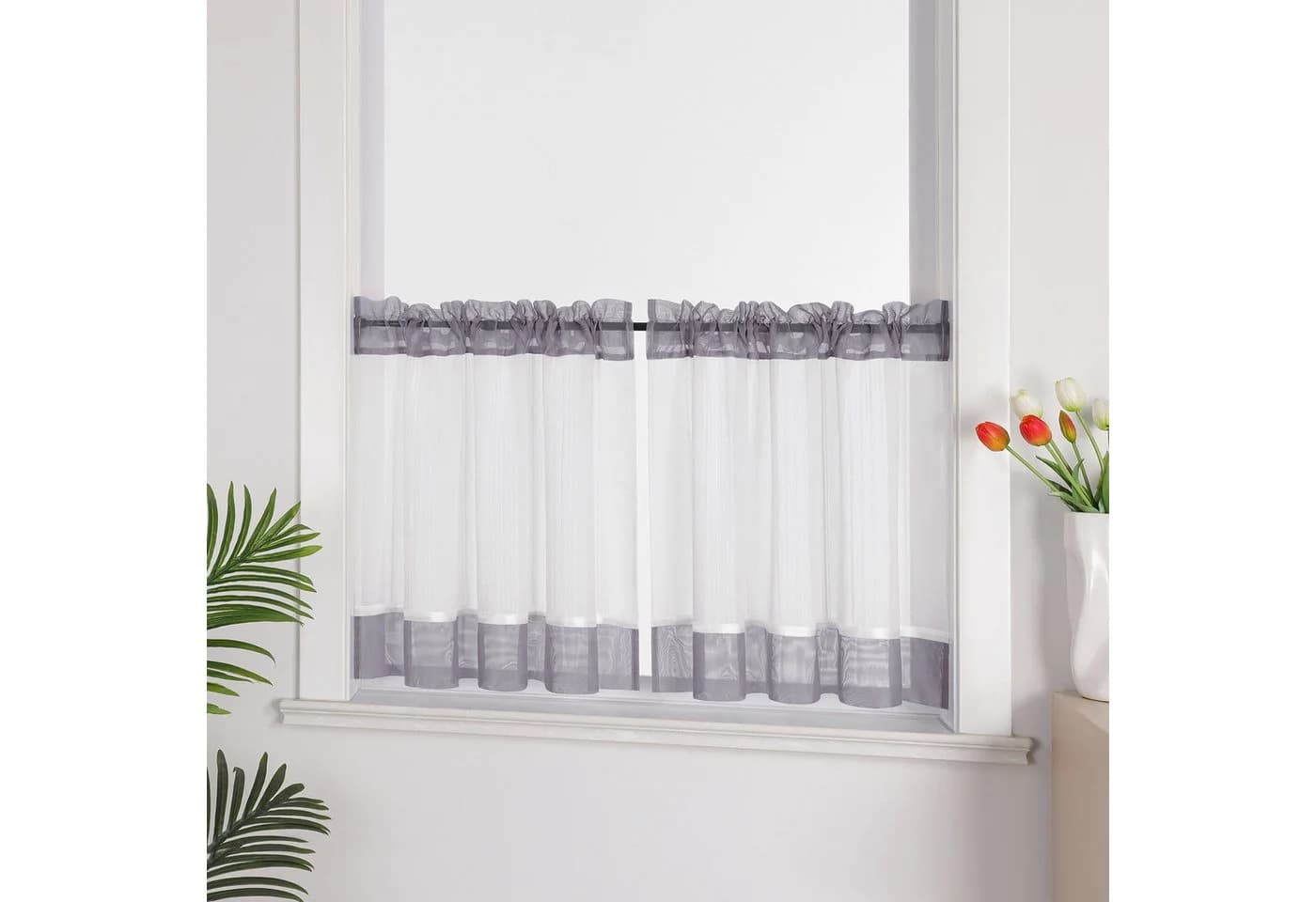 Joyswahl Scheibengardine Transparent Leinenoptik Landhausstil