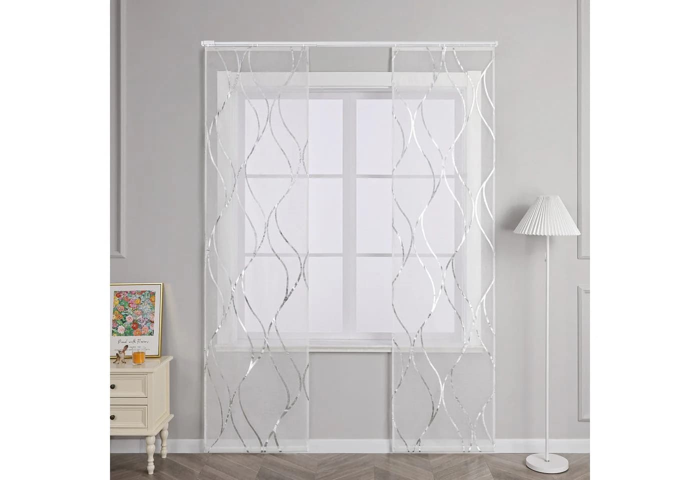 Joyswahl Schiebegardine 2 St. Klettband Transparent Voile Braun/Silber