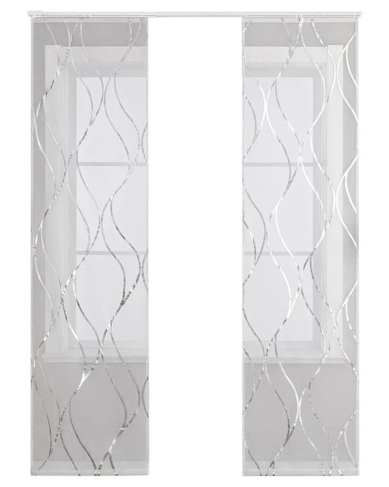 Joyswahl Schiebegardine 2 St. Klettband Transparent Voile Braun/Silber - Bild 2