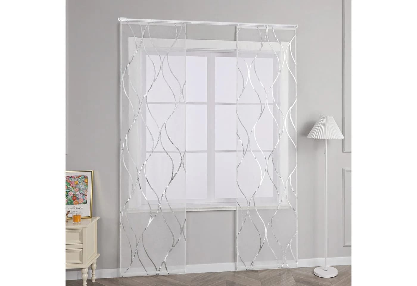 Joyswahl Schiebegardine 2 St. Klettband Transparent Voile Braun/Silber - Bild 3