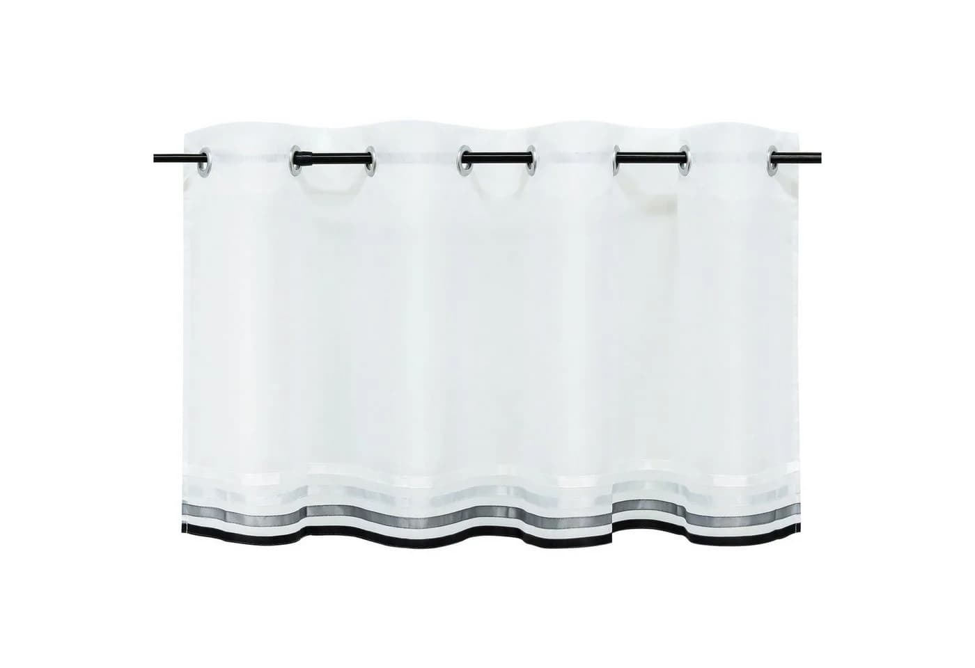 Yujiao Mao Scheibengardine 1 St. Ösen Transparent Satinband Voile Weiß Schwarz - Bild 2