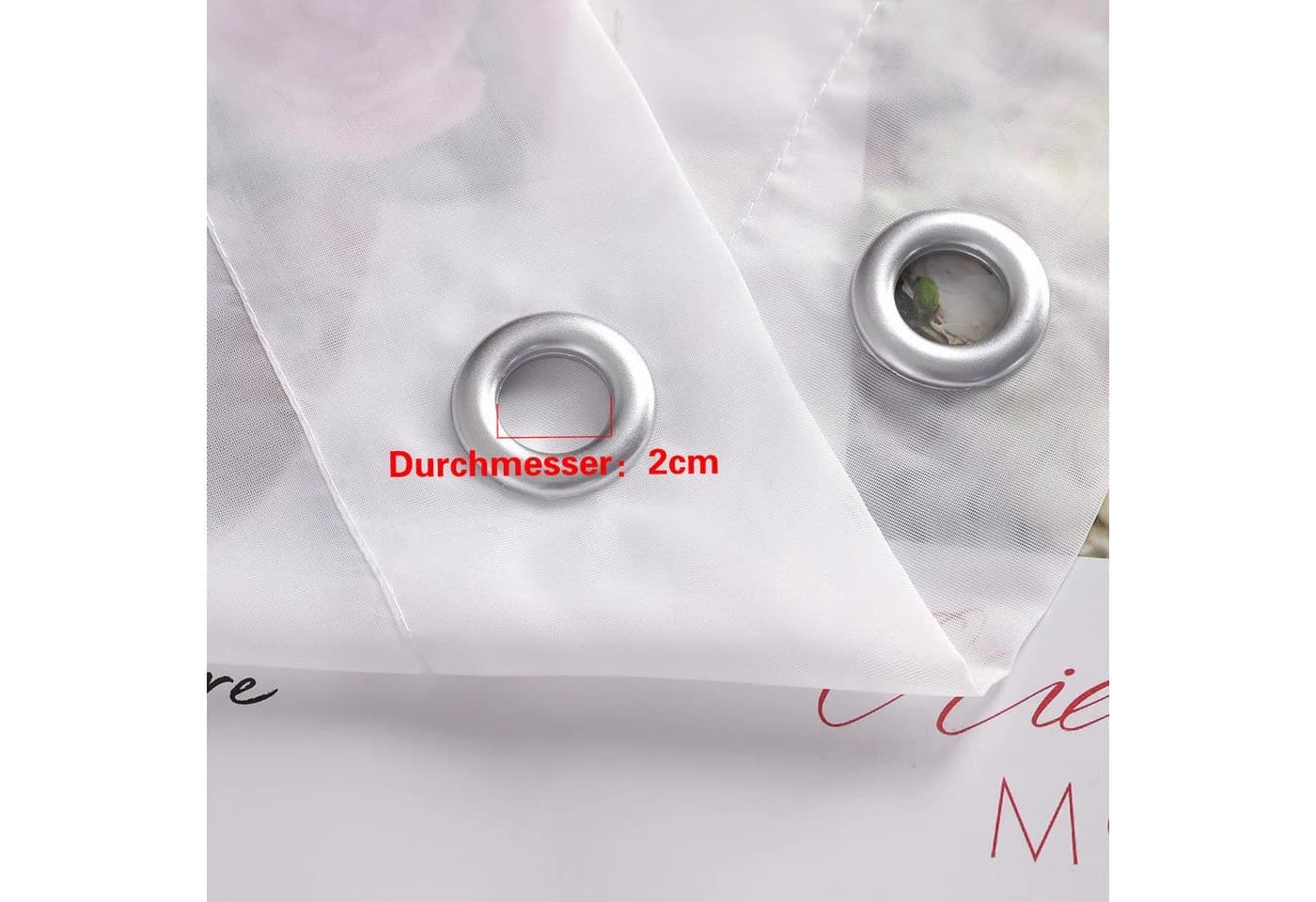 Yujiao Mao Scheibengardine 1 St. Ösen Transparent Satinband Voile Weiß Schwarz - Bild 3