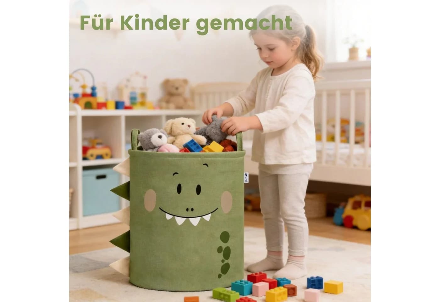 Sipo Aufbewahrungskorb XXL 63L Dino-Motiv Weiß