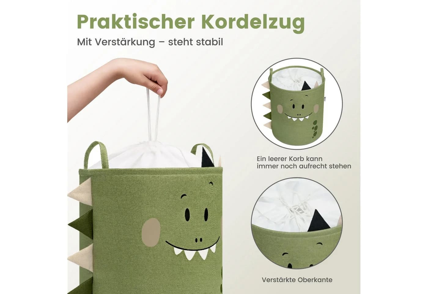 Sipo Aufbewahrungskorb XXL 63L Dino-Motiv Weiß - Bild 5