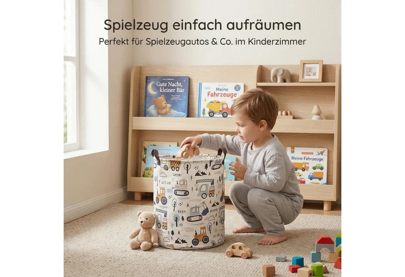 Sipo Aufbewahrungskorb Auto-Motiv Baumwoll-Canvas 43L
