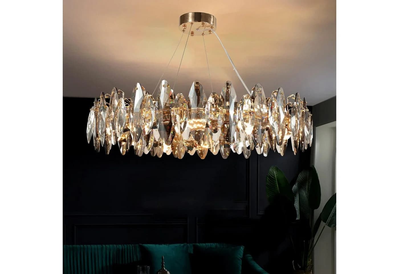 RRBEST Kronleuchter LED Kristall E14 Pendelleuchte Modern Transparent