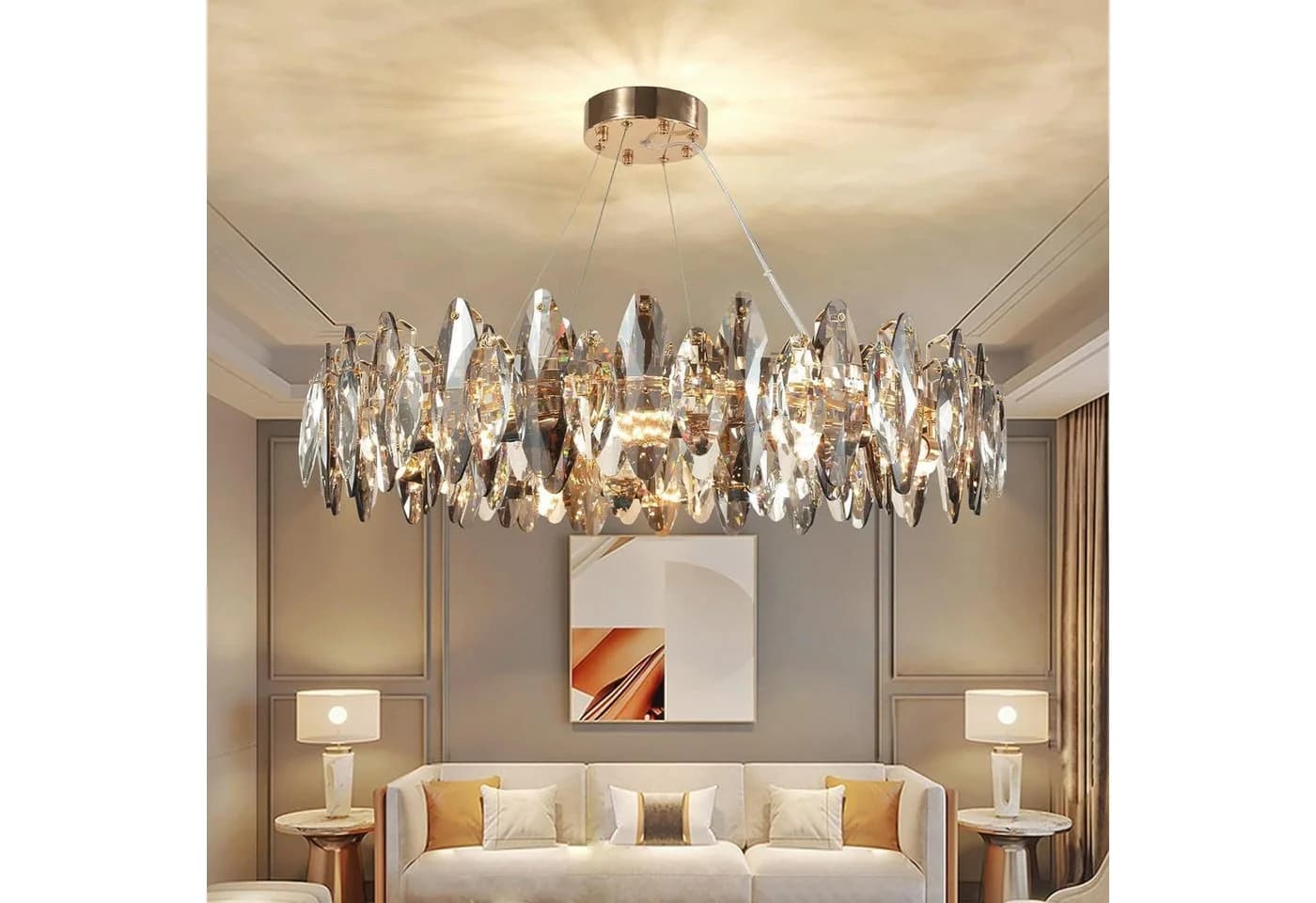RRBEST Kronleuchter LED Kristall E14 Pendelleuchte Modern Transparent - Bild 2