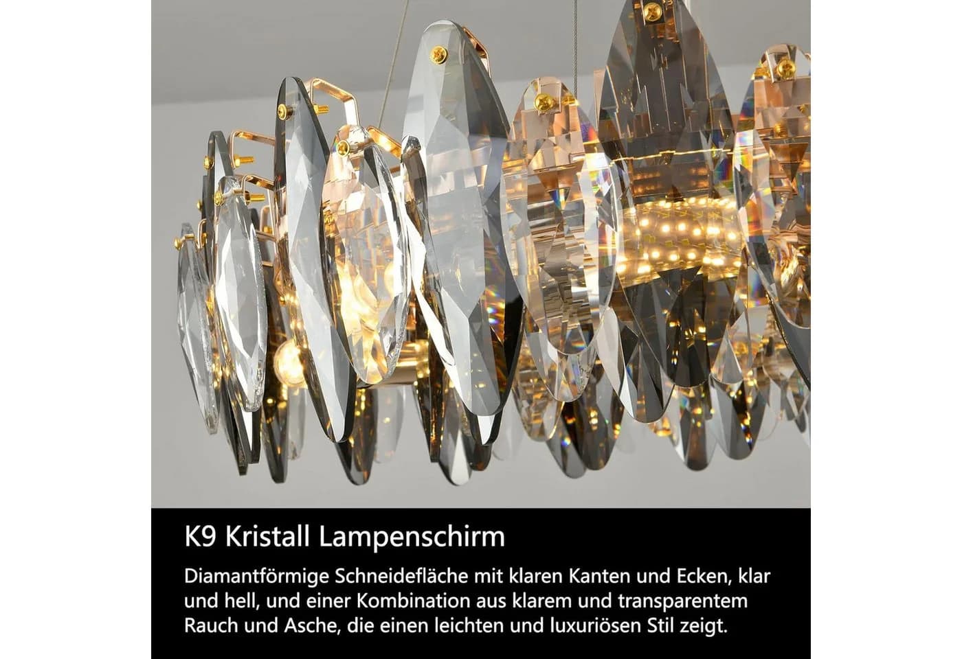 RRBEST Kronleuchter LED Kristall E14 Pendelleuchte Modern Transparent - Bild 5