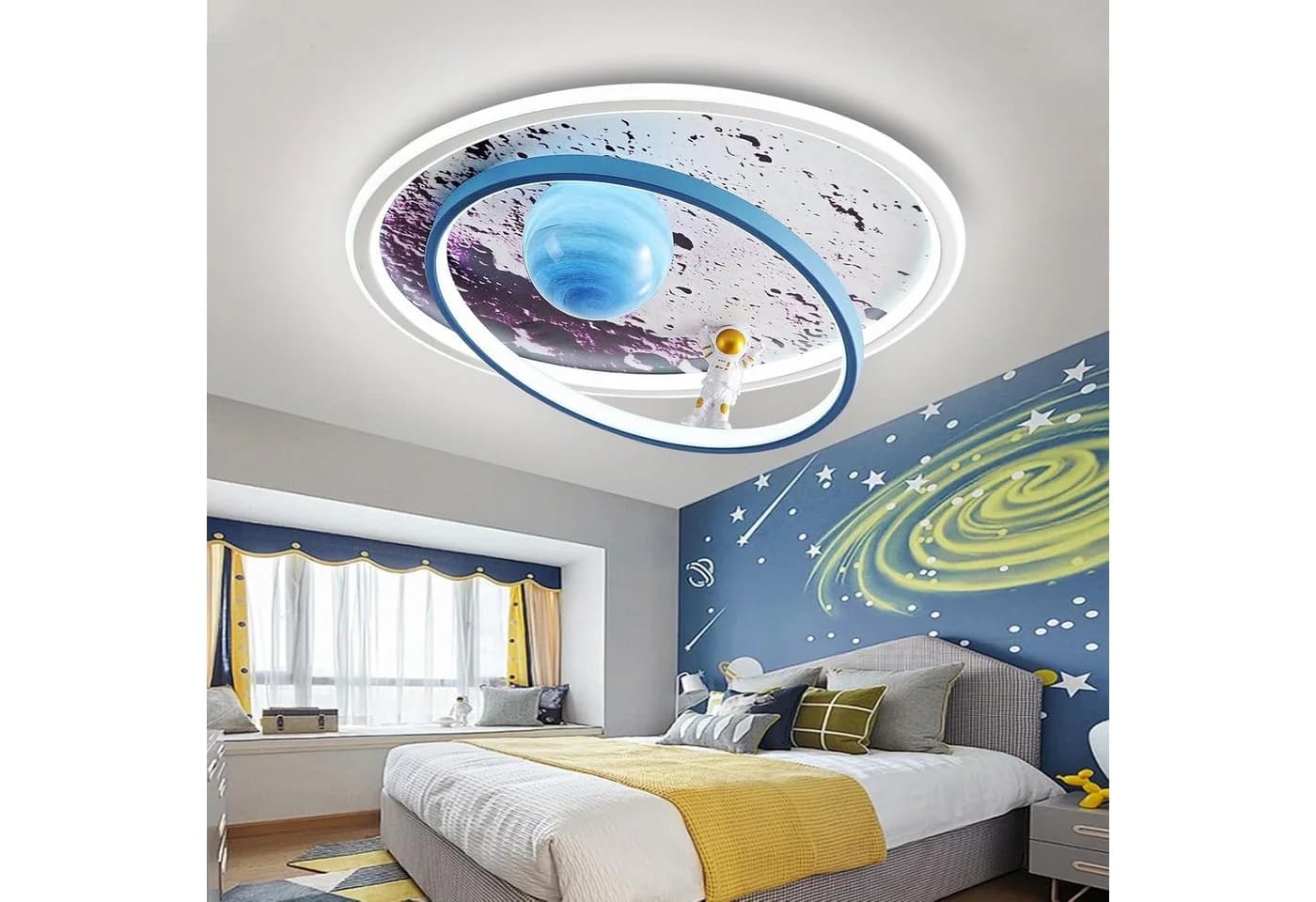RRBEST LED Deckenleuchte Kinder Dimmbar Mond Astronaut Design Blau