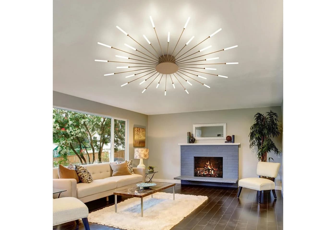 RRBEST LED-Deckenleuchte Modern Minimalistisch Gold Acryl Metall