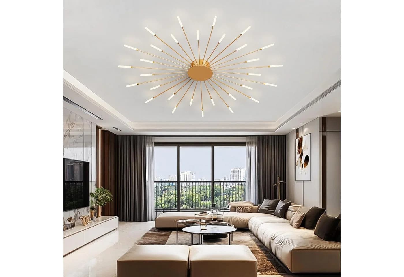 RRBEST LED-Deckenleuchte Modern Minimalistisch Gold Acryl Metall - Bild 5