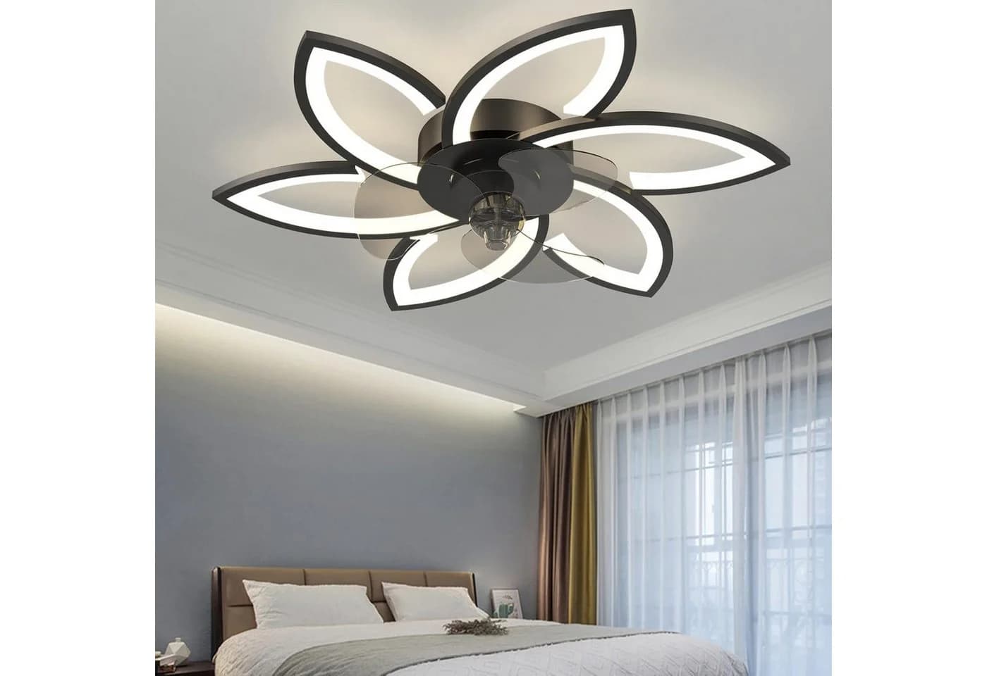 RRBEST Deckenventilator LED Schwarz mit App-Steuerung