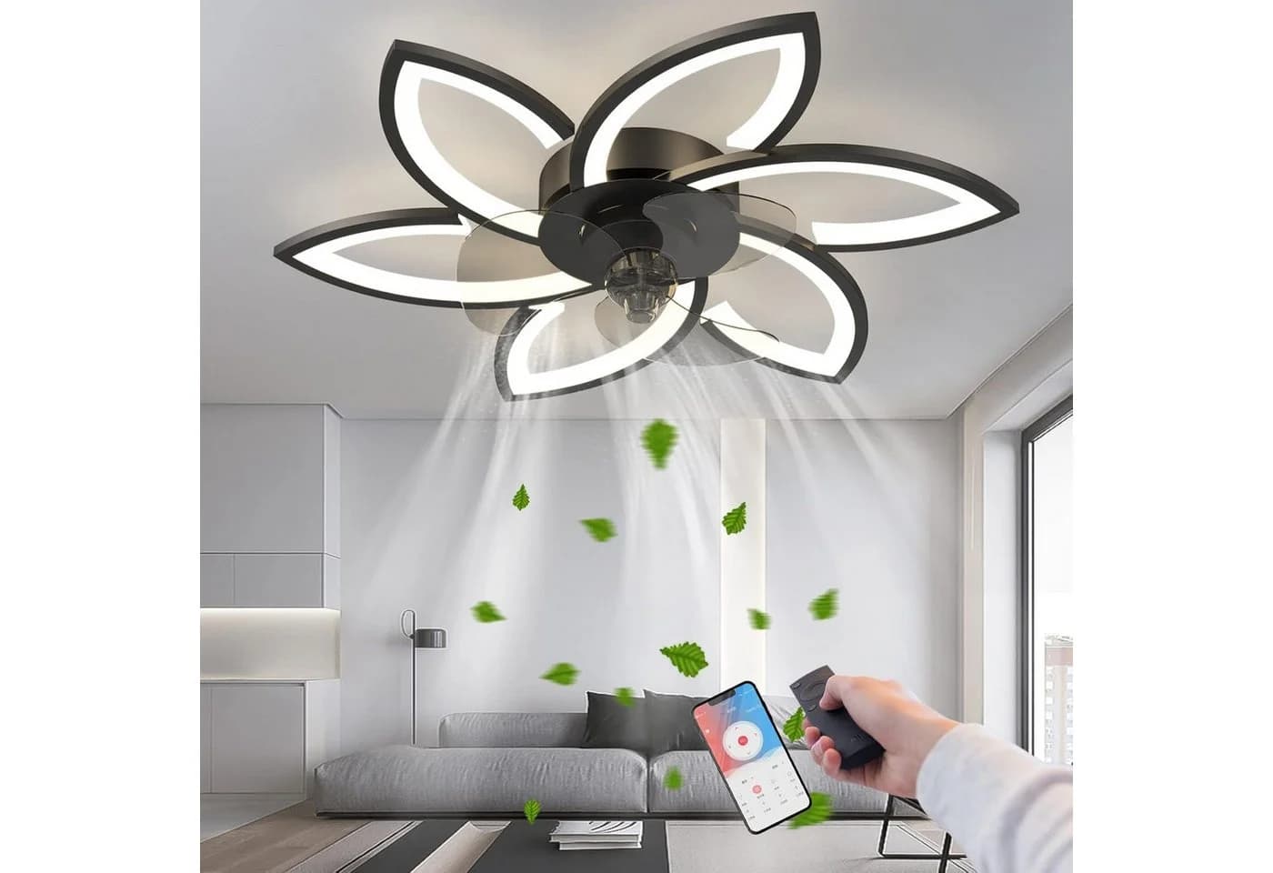 RRBEST Deckenventilator LED Schwarz mit App-Steuerung - Bild 2