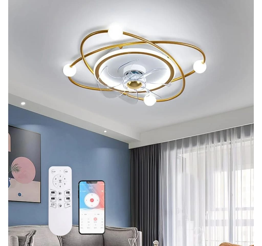 RRBEST Deckenventilator mit Beleuchtung, Modern, Gold