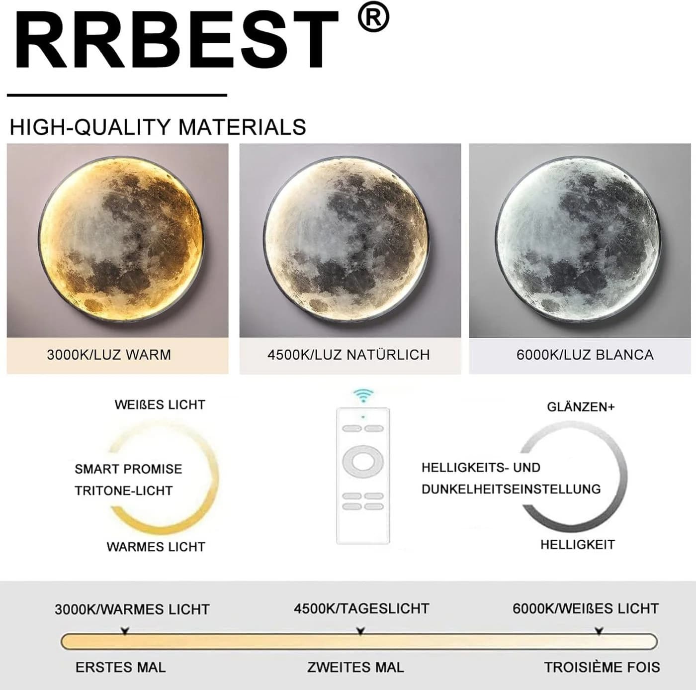 RRBEST LED Deckenleuchte Mond 3D-Druck Dimmbar mit Fernbedienung - Bild 5