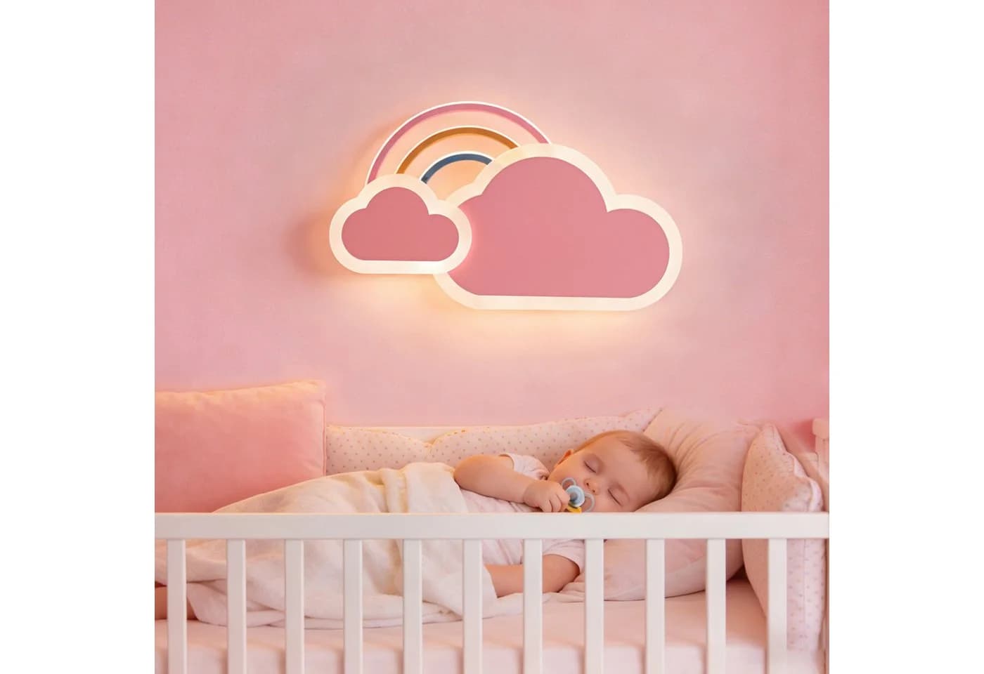 RRBEST LED Deckenleuchte Kinder Wolken Rosa mit Fernbedienung & APP