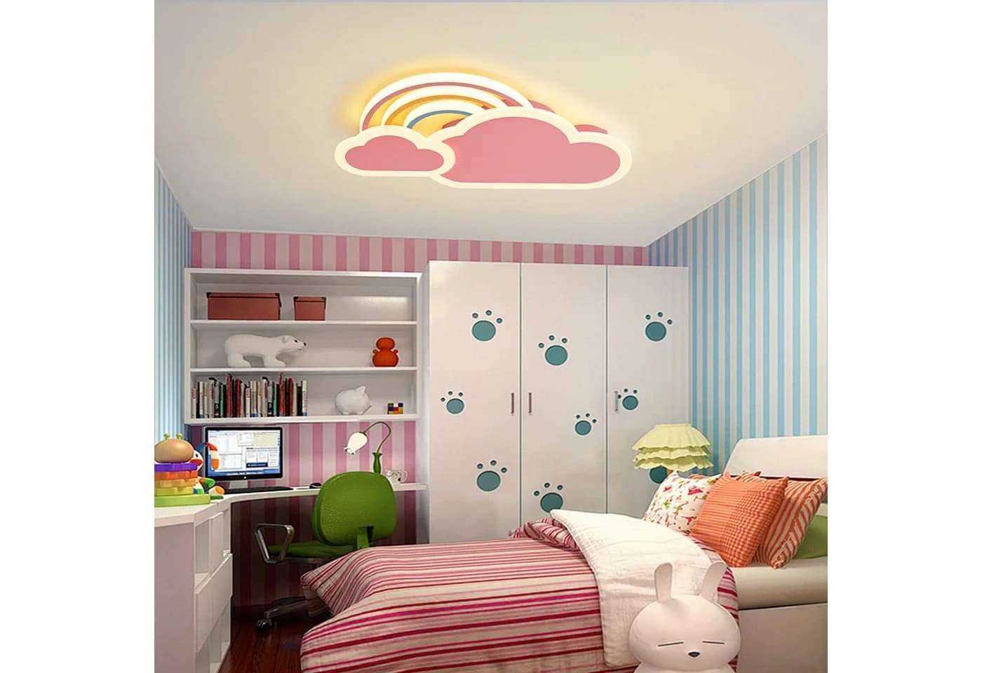 RRBEST LED Deckenleuchte Kinder Wolken Rosa mit Fernbedienung & APP - Bild 2
