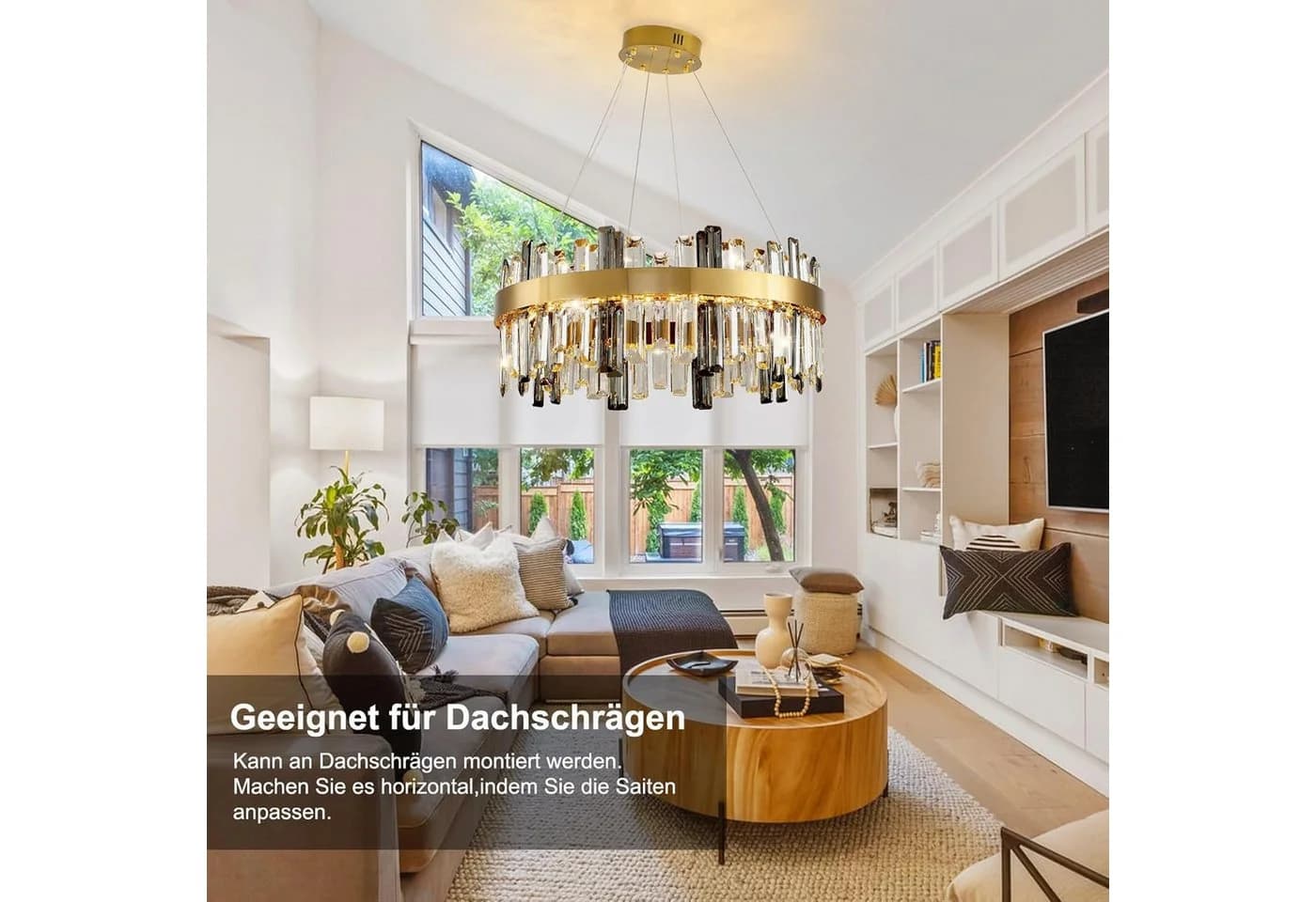 RRBEST Kronleuchter Modern Kristall LED Pendelleuchte Dimmbar Gold - Bild 4