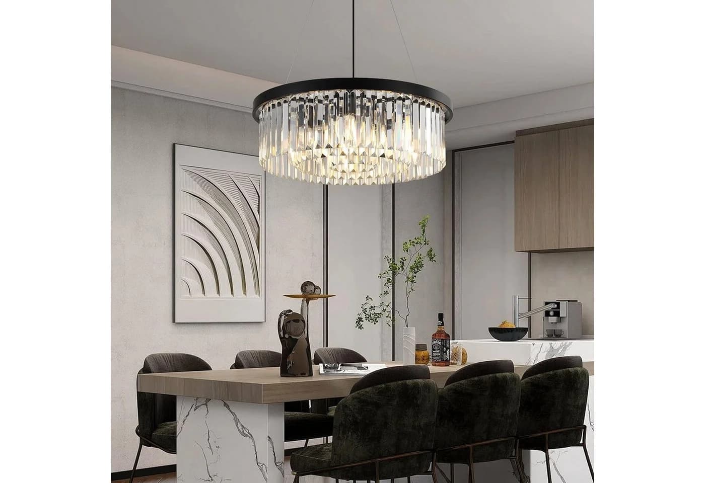 RRBEST Kronleuchter Luxus Kristall Moderne Pendelleuchte Transparent - Bild 4