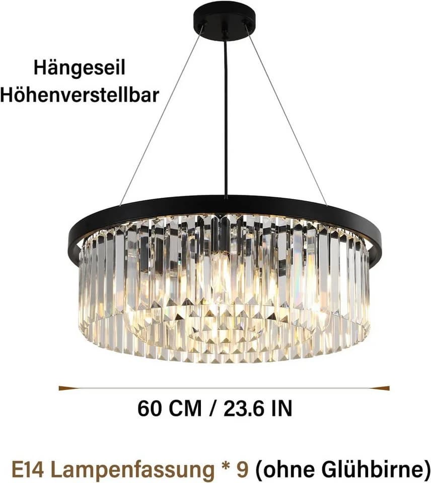 RRBEST Kronleuchter Luxus Kristall Moderne Pendelleuchte Transparent - Bild 5