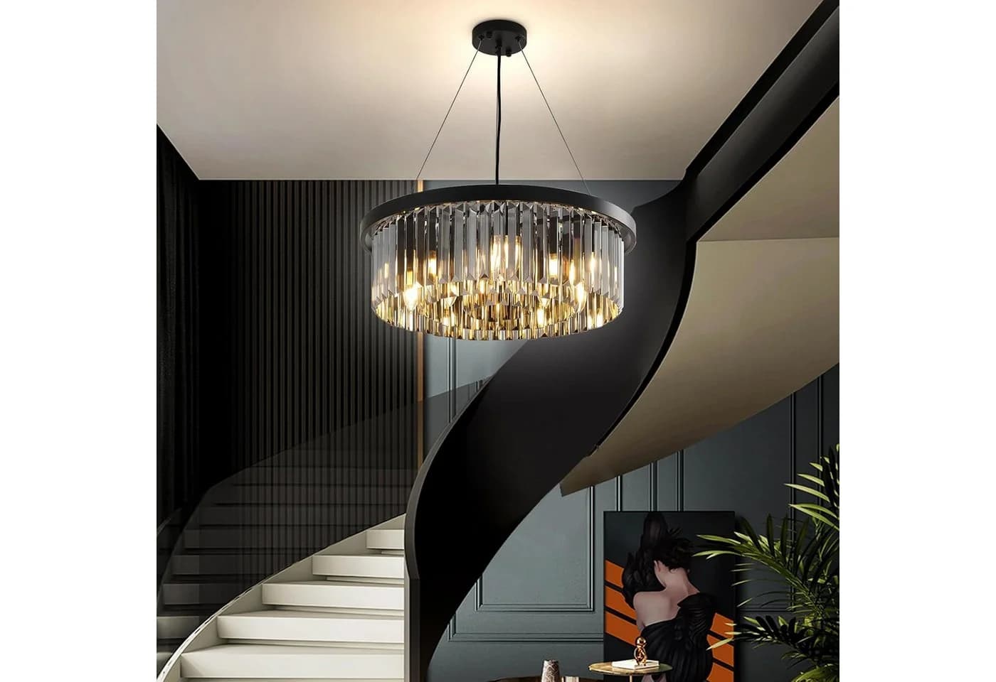 RRBEST Kronleuchter Grau Kristall Modern
