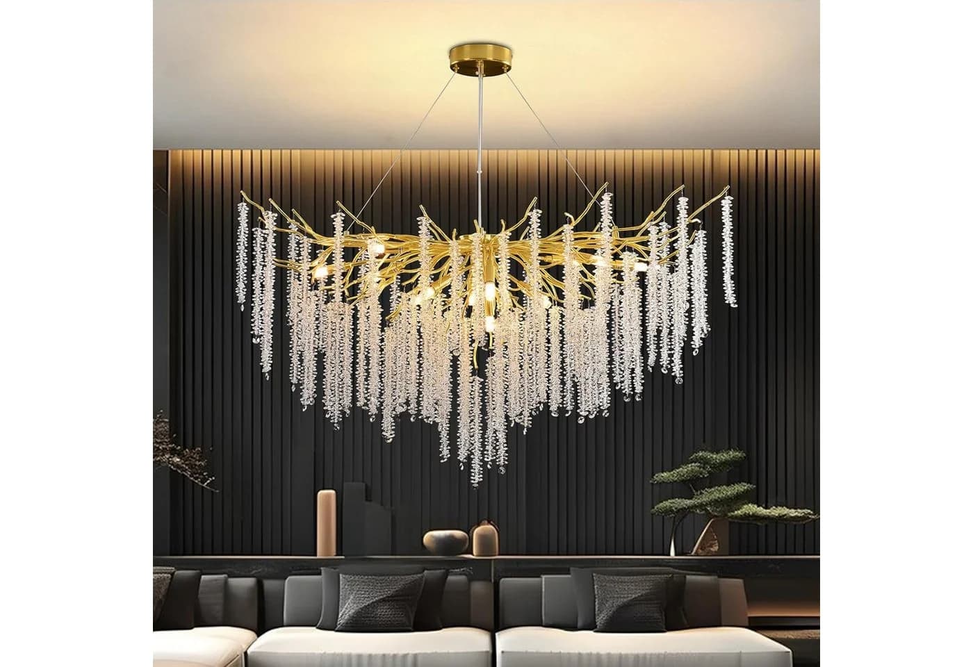 RRBEST Moderner Kristall-Kronleuchter Dimmbar Gold 120x120 cm - Bild 2