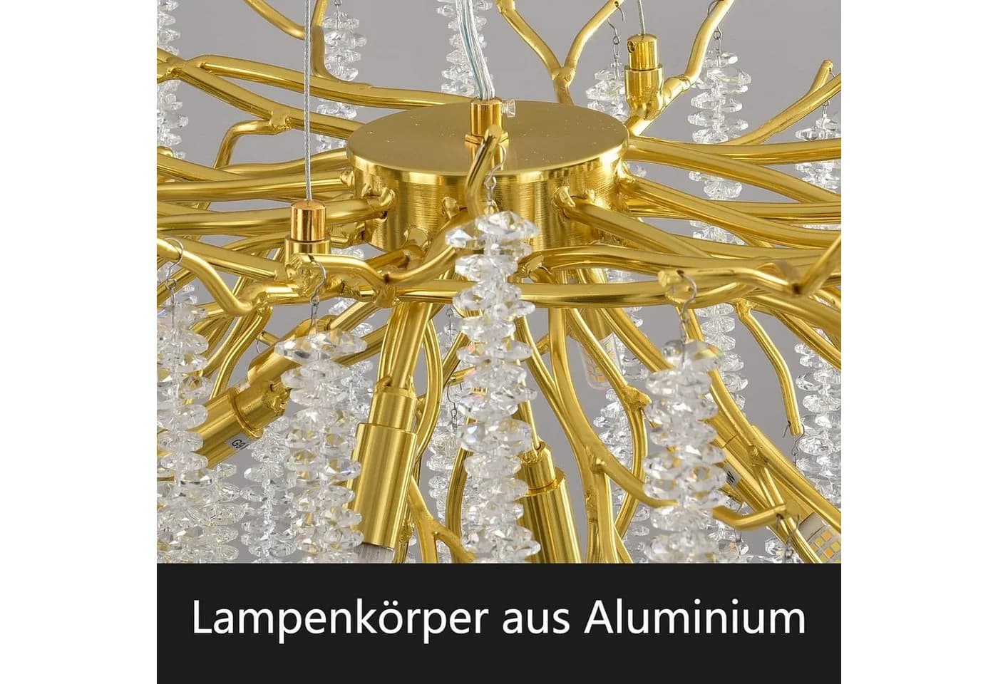 RRBEST Moderner Kristall-Kronleuchter Dimmbar Gold 120x120 cm - Bild 4