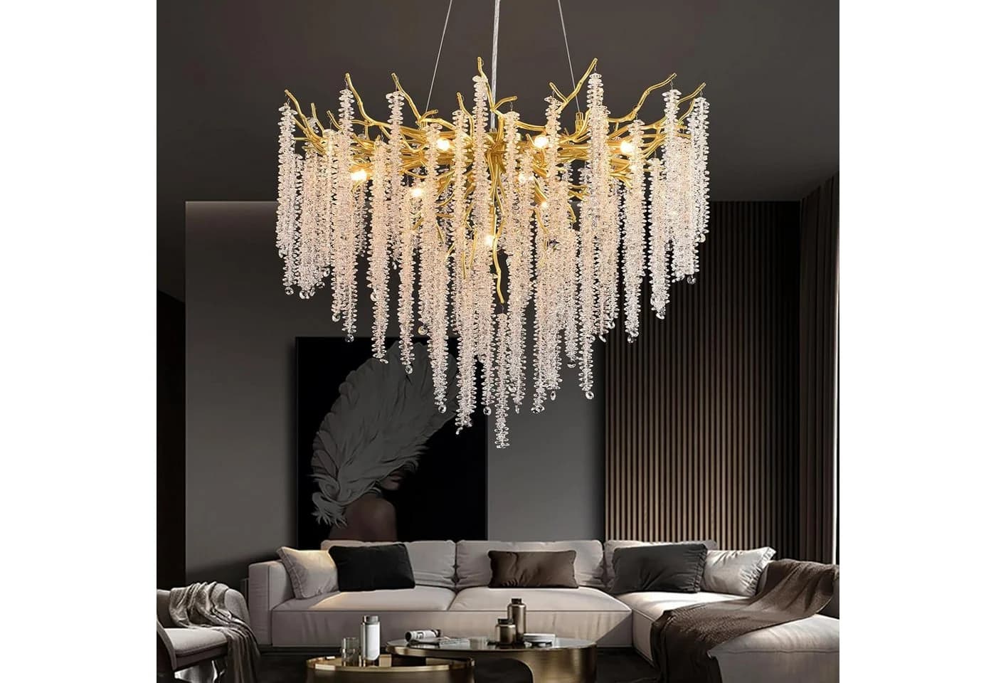 RRBEST Moderner Kristall-Kronleuchter Dimmbar Gold - Bild 2