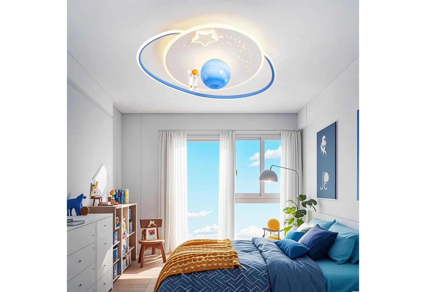 RRBEST LED Deckenleuchte Mond Astronaut Dimmbar Fernbedienung Kinderzimmer
