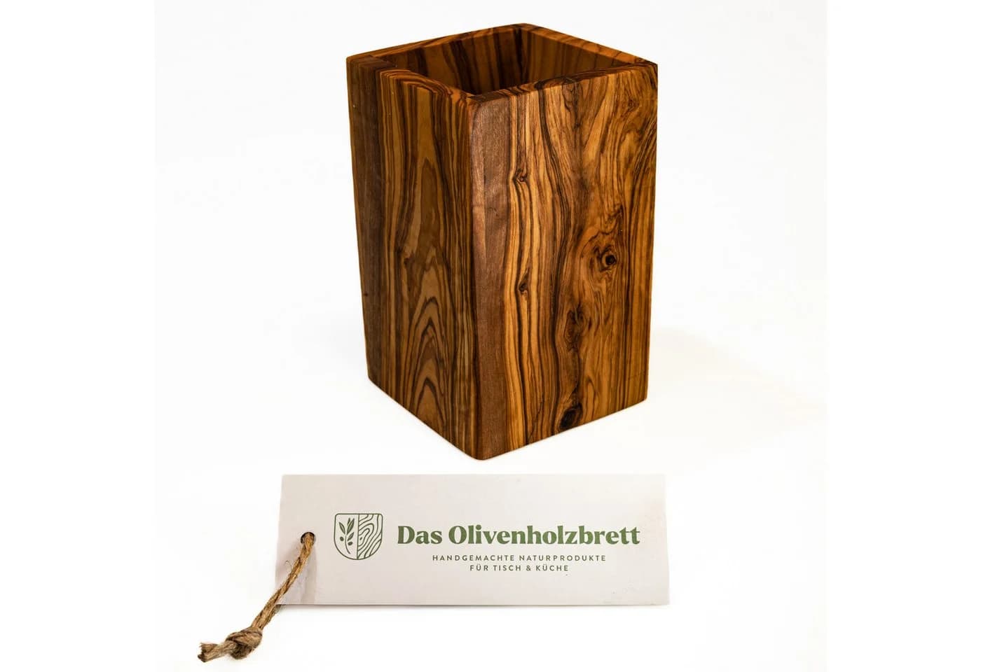 dasOlivenholzbrett Besteckhalter aus massivem Olivenholz eckig - Bild 2