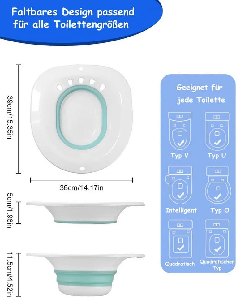 SinLaw Bidet-Einsatz Sitzbad mit Ablaufloch, klappbarer Toilettensitz