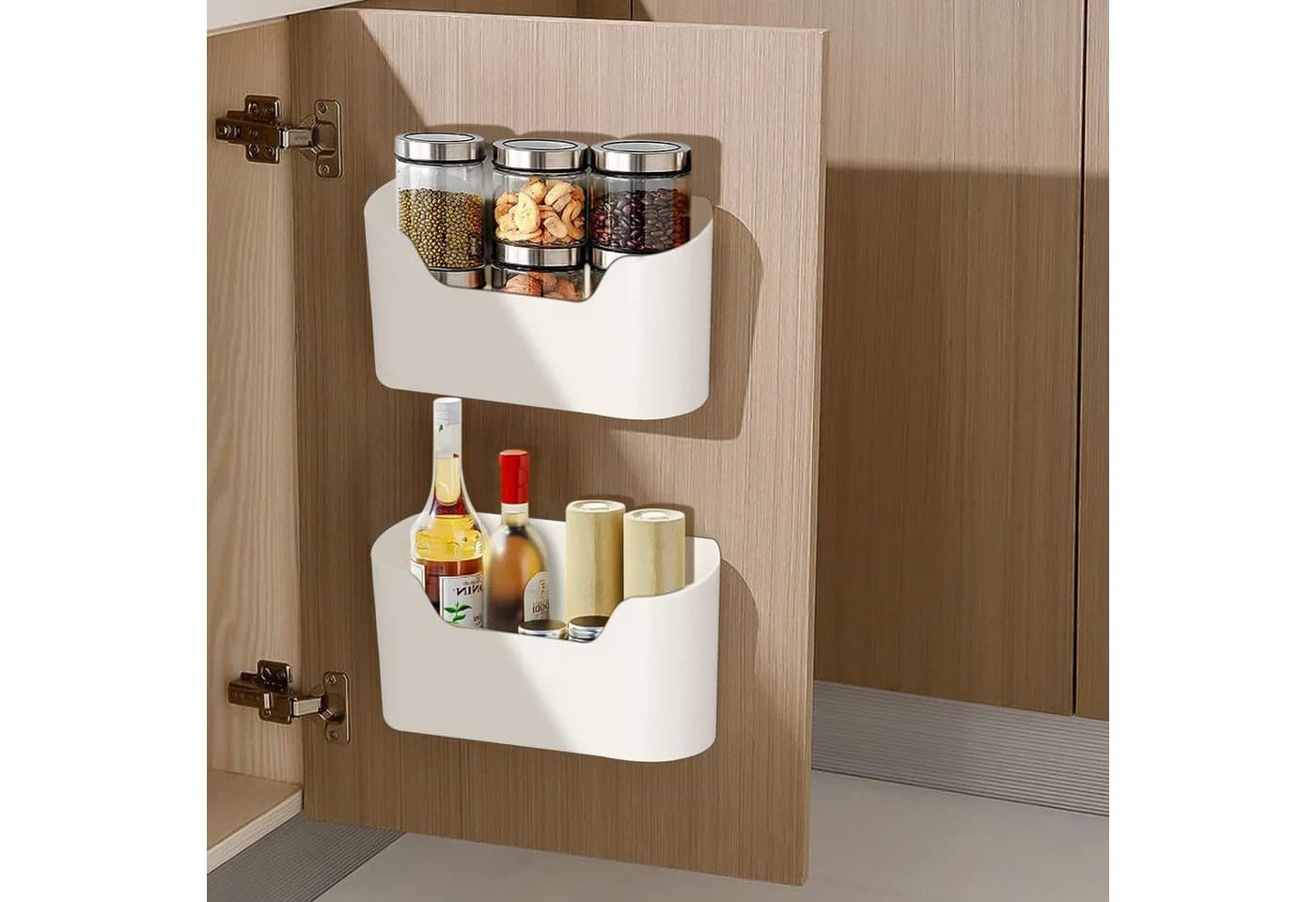 SinLaw Küchenorganizer-Set Küchenschranktür-Stapelbox, selbstklebend an der Wand montiert, (2-tlg) - Bild 2
