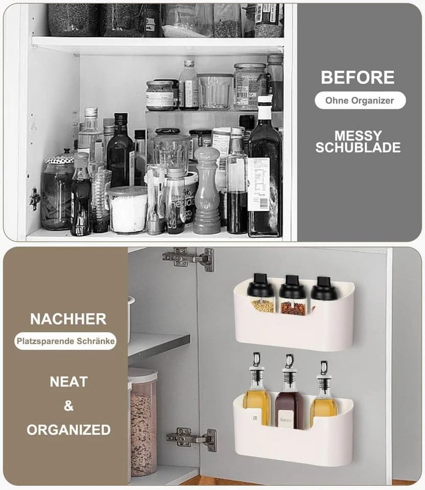 SinLaw Küchenorganizer-Set Küchenschranktür-Stapelbox, selbstklebend an der Wand montiert, (2-tlg) - Bild 3