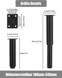 SinLaw Möbelfuß Satz höhenverstellbar 18-34 cm (5-St) mit Schraubendreher Bild 1
