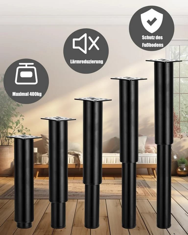SinLaw Möbelfuß Satz höhenverstellbar 18-34 cm (5-St) mit Schraubendreher - Bild 5