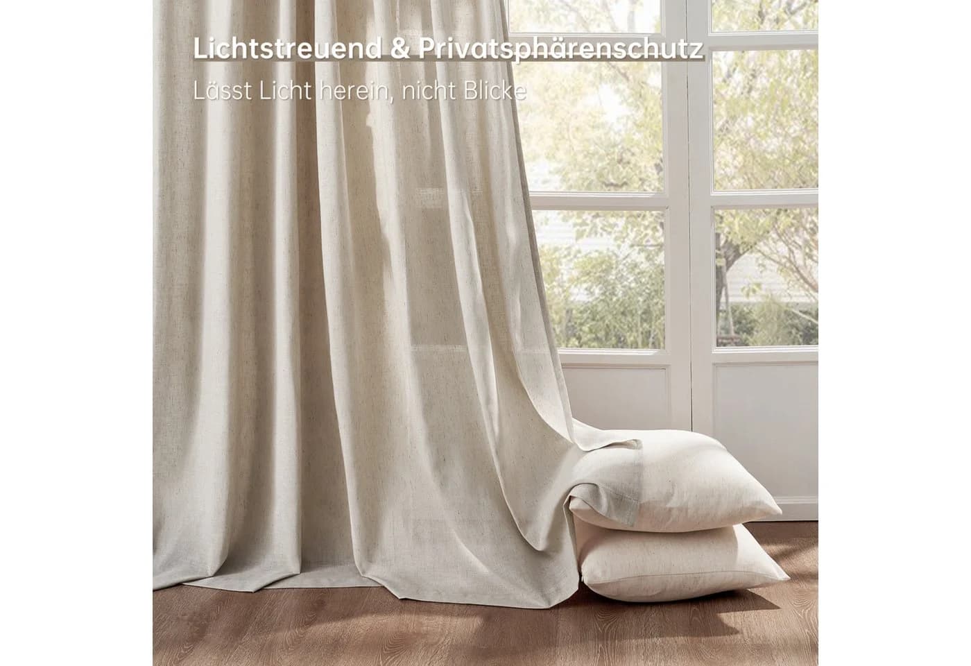 Topfinel Gardine Leinenoptik Oesenvorhang Oatmeal Hellgrau