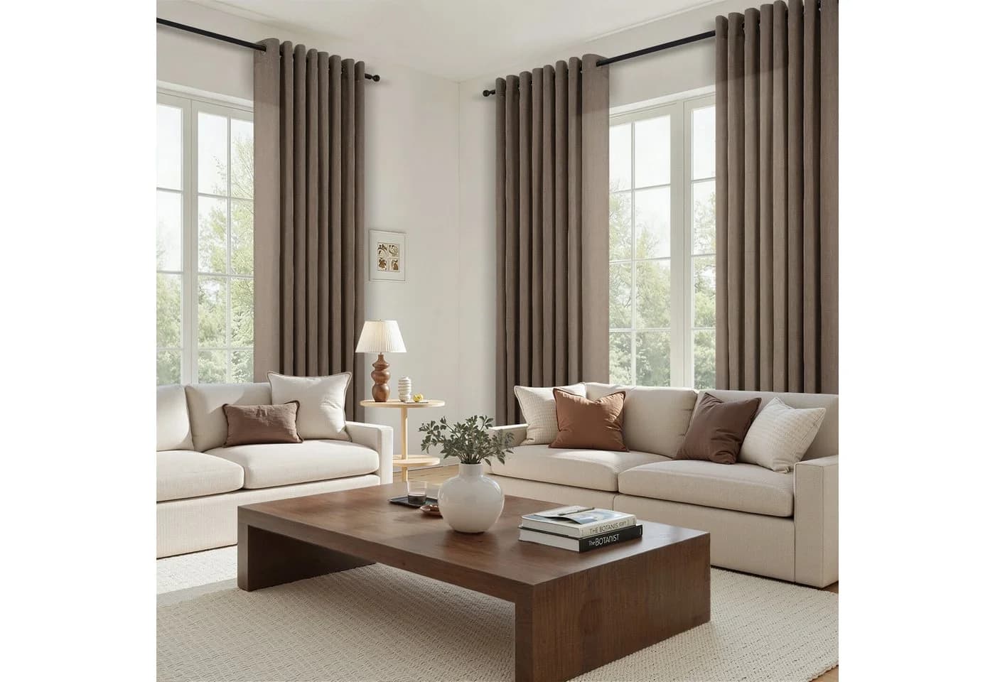 Topfinel Leinen Vorhang mit Ösen Naturbeige Halbtransparent - Bild 3
