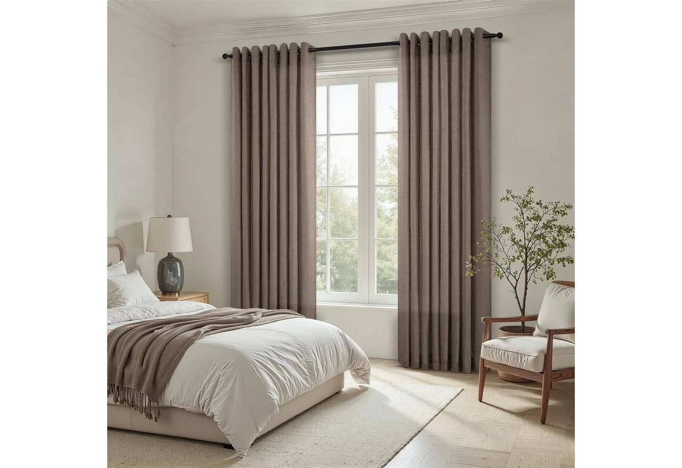 Topfinel Leinen Vorhang mit Ösen Naturbeige Halbtransparent - Bild 4
