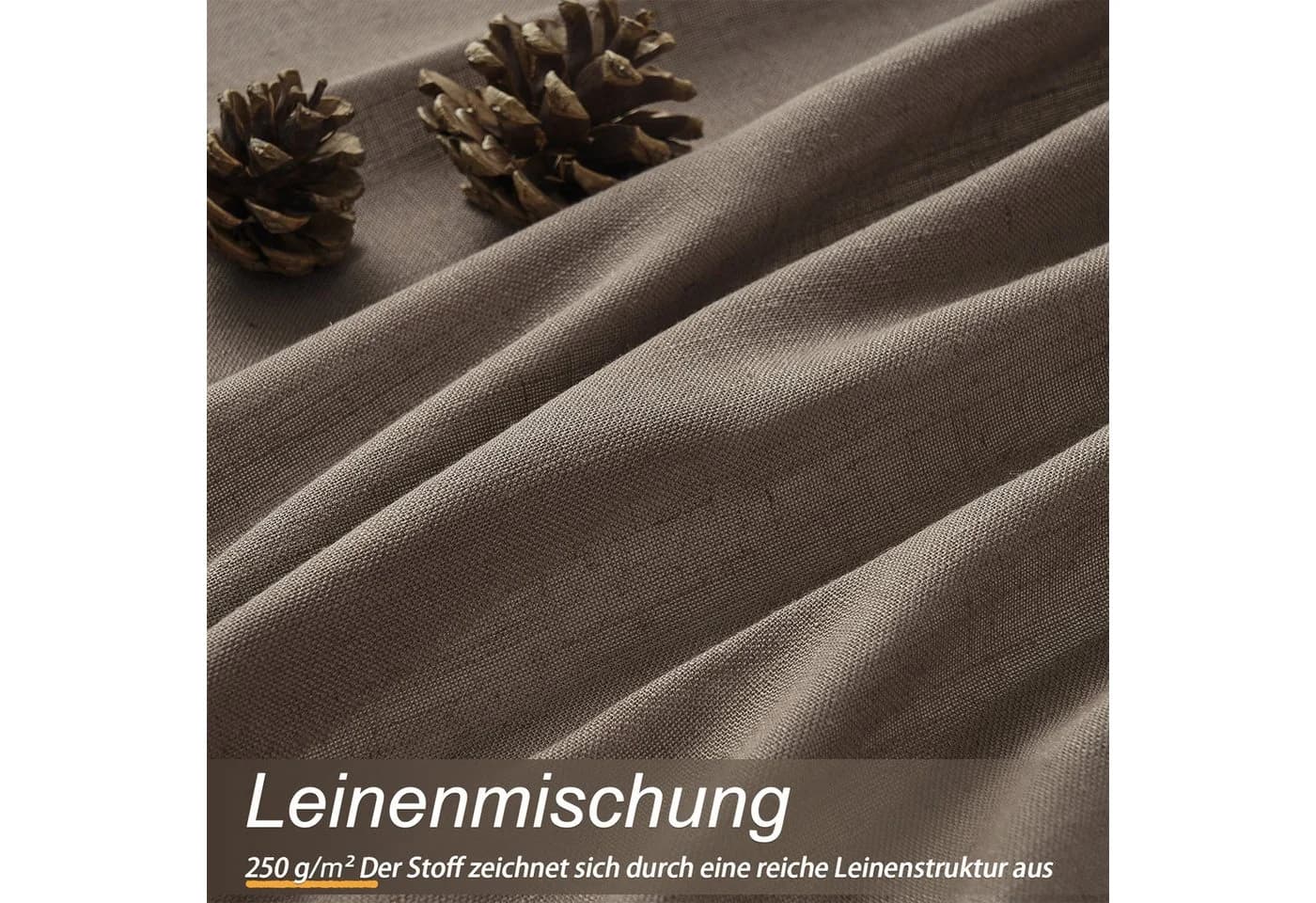 Topfinel Leinen Vorhang mit Ösen Naturbeige Halbtransparent - Bild 5