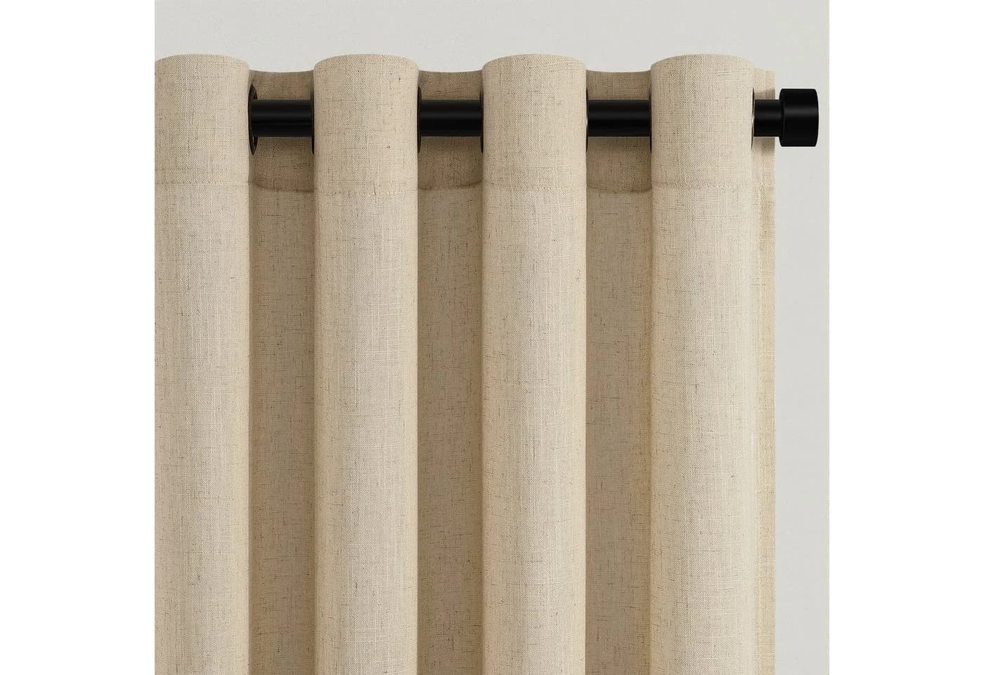 Topfinel Gardine Leinen Vorhänge mit Ösen Boho Beige/Grün/Weiß - Bild 2