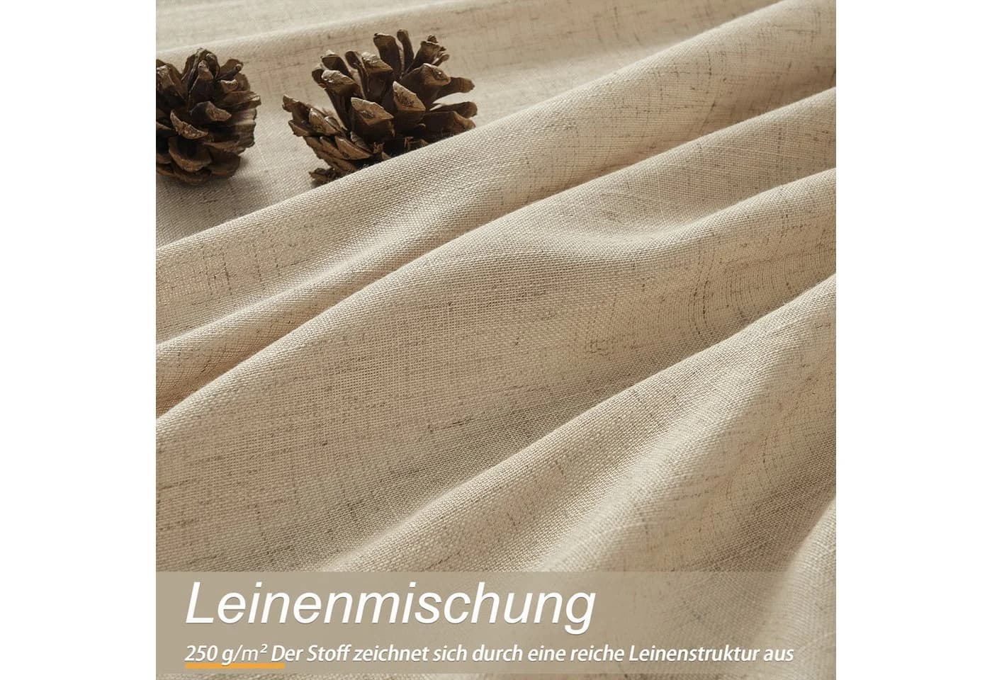 Topfinel Gardine Leinen Vorhänge mit Ösen Boho Beige/Grün/Weiß - Bild 5