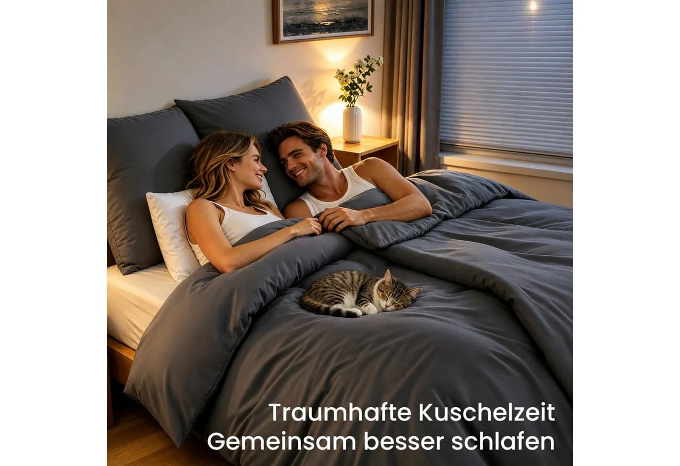 Topfinel Bettwäsche Grau 4-teilig Flanell Mikrofaser - Bild 3
