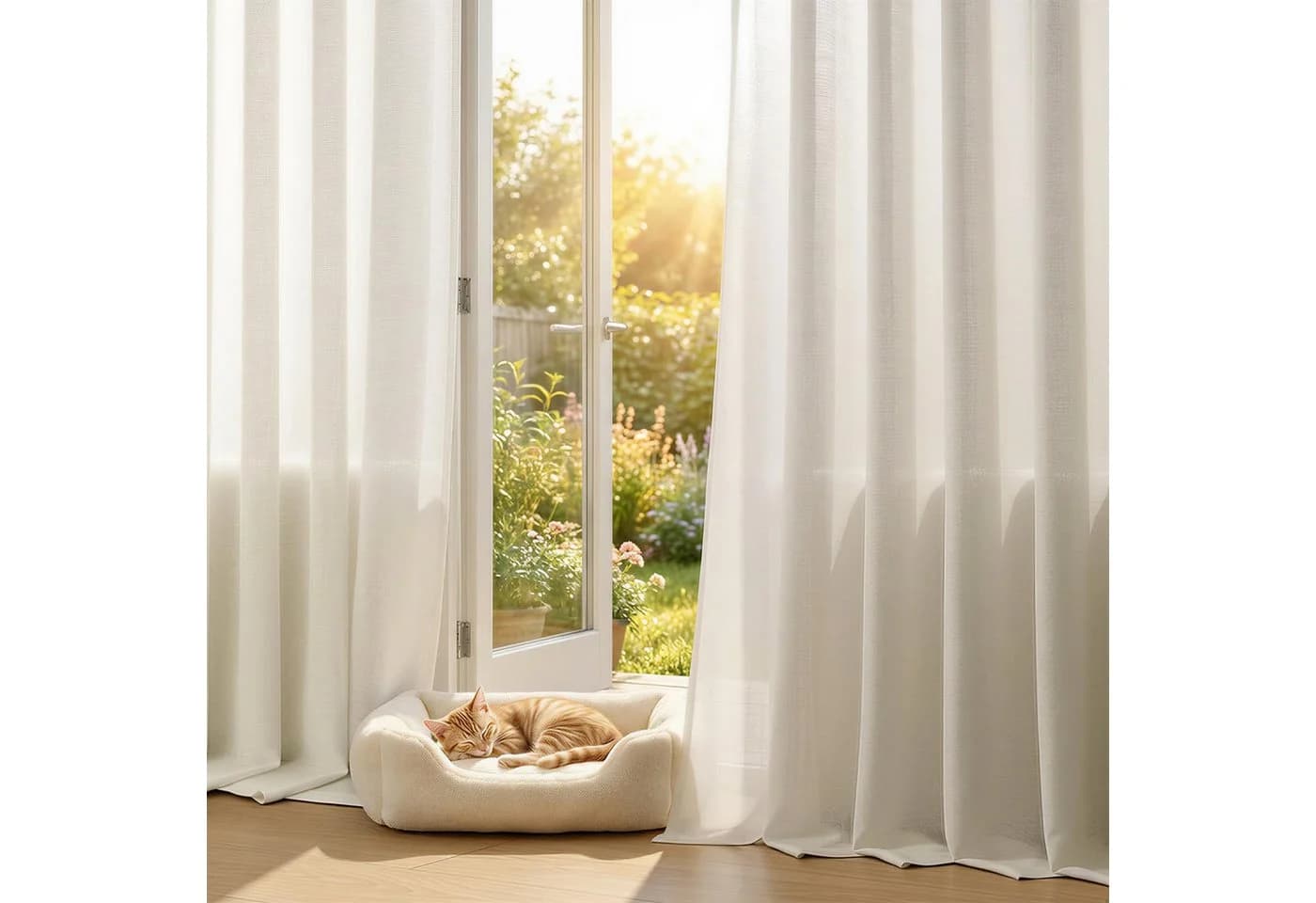 Topfinel Gardine Weiß Leinenoptik Modern mit Ösen - Bild 5