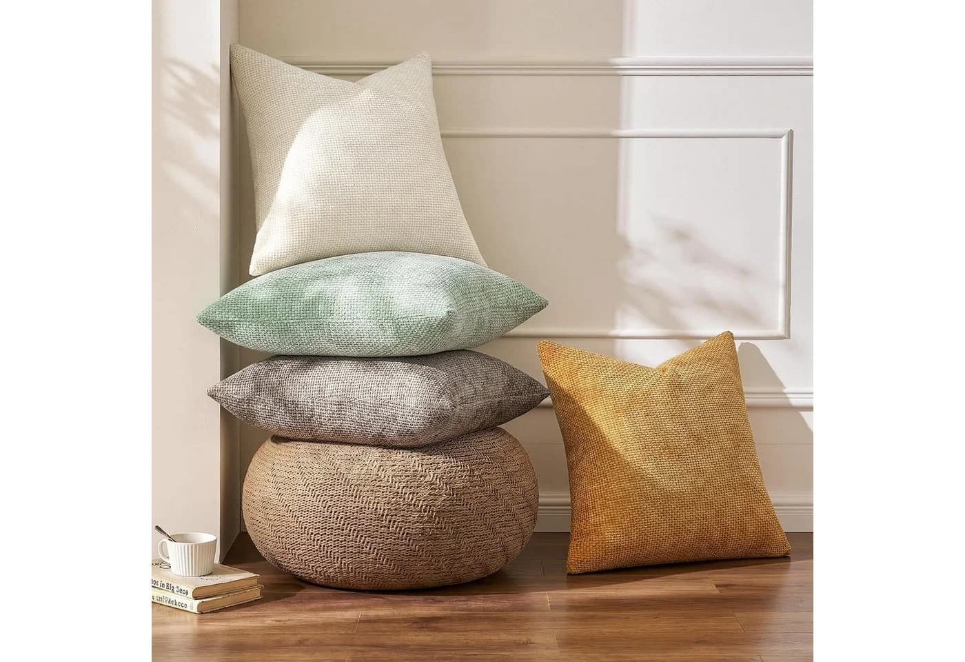 Topfinel Kissenbezug 40x40 Chenille Salbeigrün 2er-Set - Bild 5